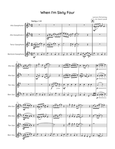 When I'm Sixty-four (arr. Gavin Lendt)