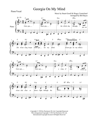 Georgia On My Mind (arr. William H Hayes)