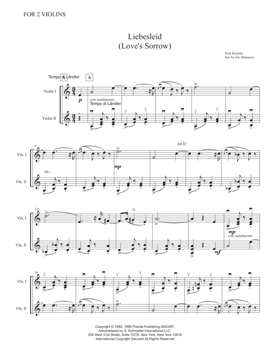Love's Sorrow/looking For A Miracle (arr. Joe Deninzon)