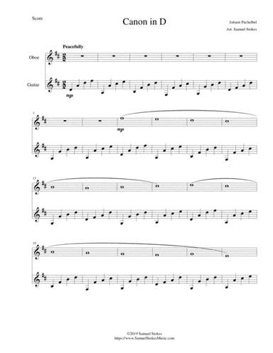 Pachelbel's Canon in D - for oboe and guitar (arr. Samuel Stokes)