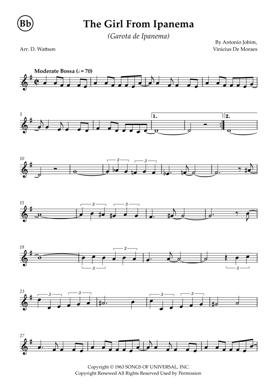 Garôta De Ipanema (arr. Douglas Wattson)