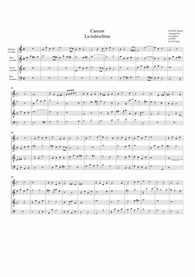 Canzon La todeschina (arrangement for 4 recorders) (arr. Gil Garty)