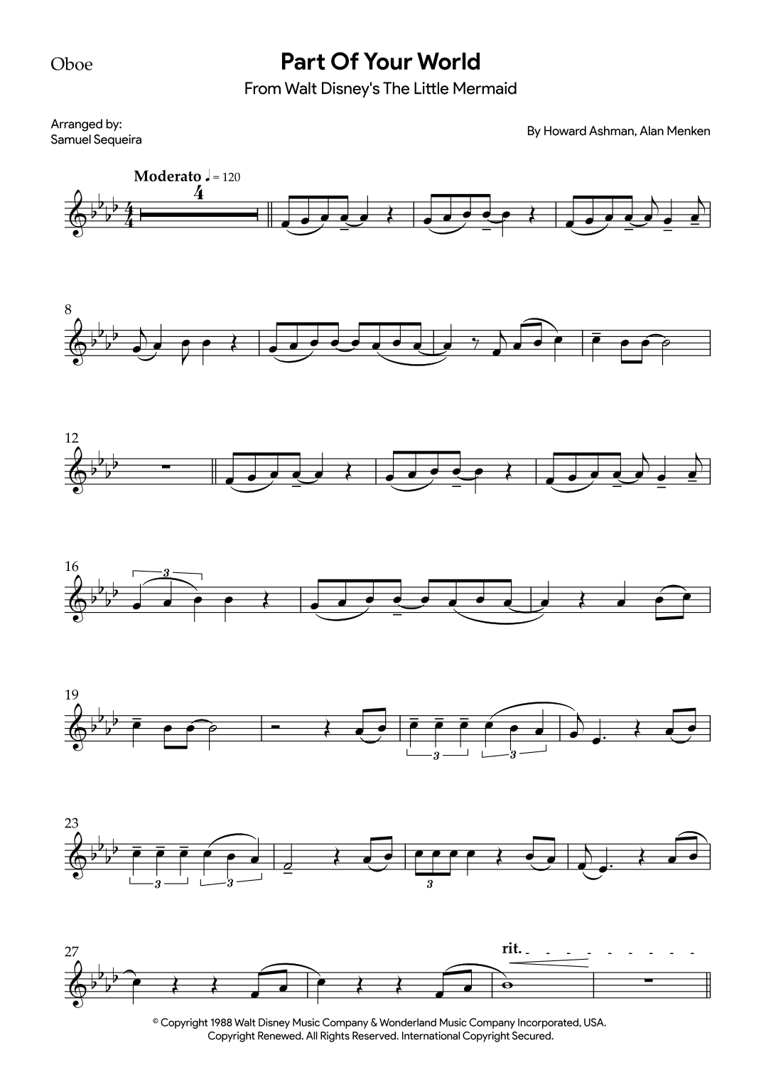 Part Of Your World (reprise) (arr. Samuel Sequeira)
