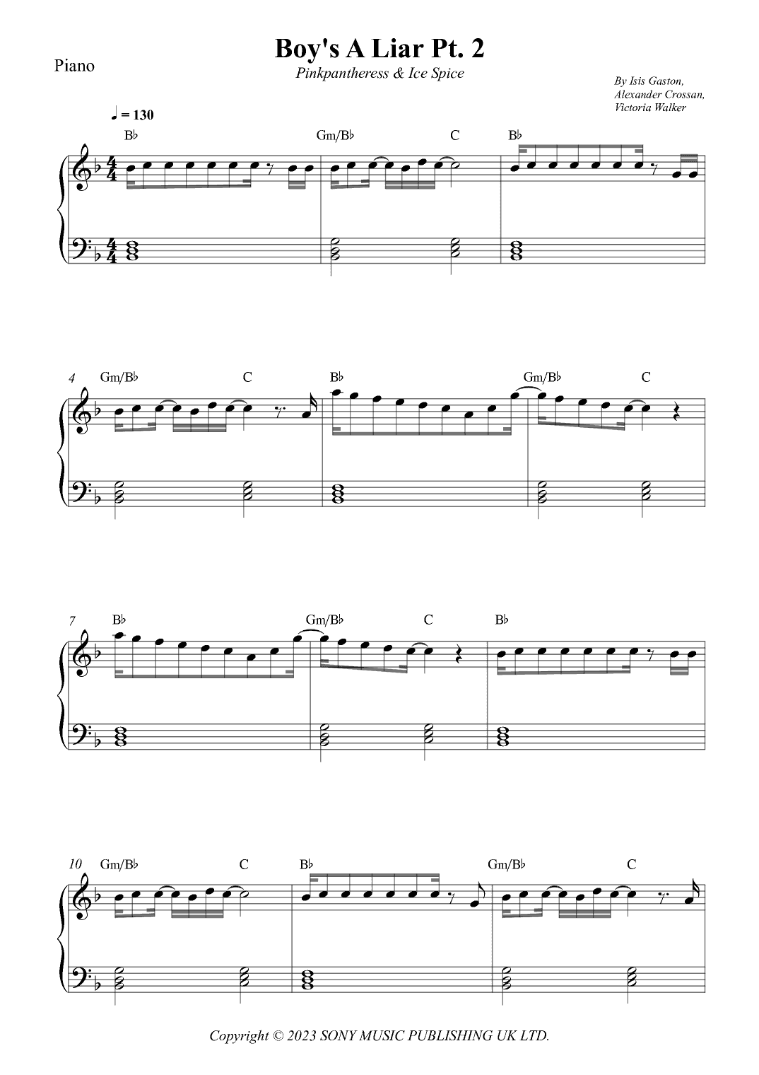 Boy's A Liar Pt. 2 (arr. Wesley S. SIlva)