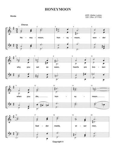 HONEYMOON (arr. Walter Latzko)
