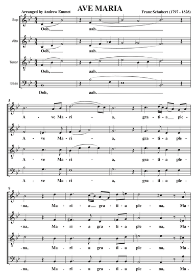 Ave Maria (Schubert) A Cappella SATB (arr. Andrew Emmet)