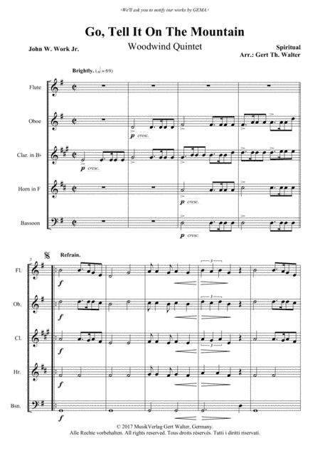 Go, Tell It On The Mountain (arr. Gert Th. Walter)