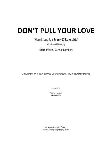 Don't Pull Your Love (arr. Jim Farley - www.arrangementsone.com)