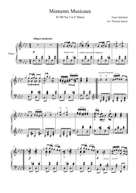 Moment Musical Op.94 No.3 (arr. Thomas Jancso)