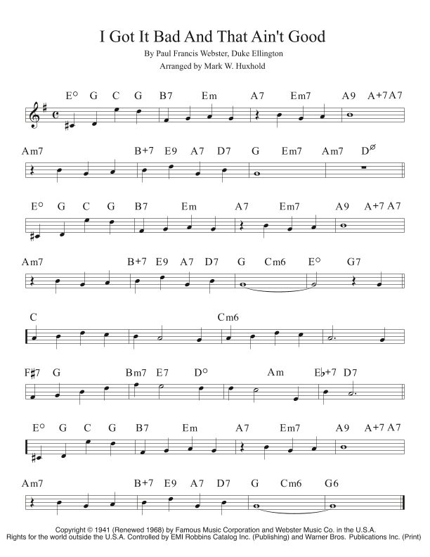 I Got It Bad And That Ain't Good (arr. Mark W. Huxhold)