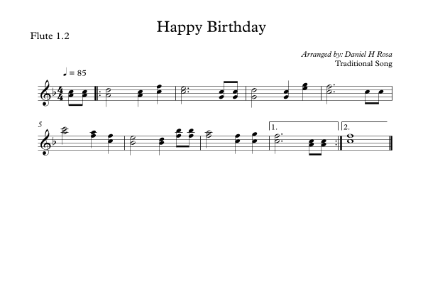 Happy Birthday to you Flute duet (arr. Daniel H Rosa)