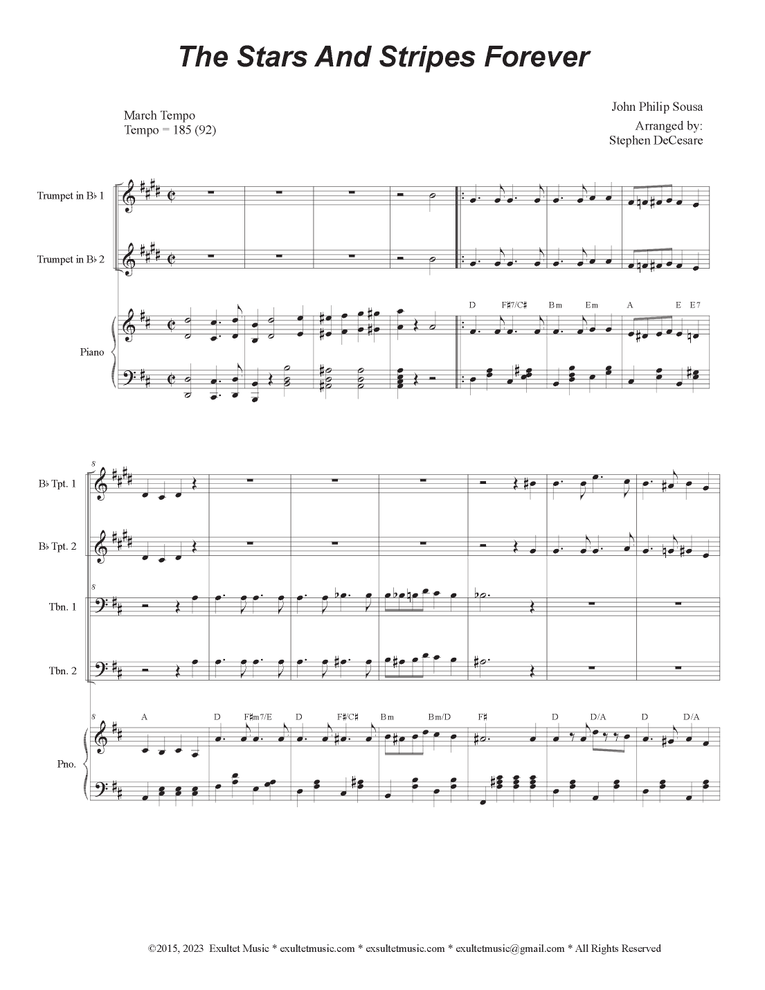 The Stars and Stripes Forever (Brass Quartet and Piano - Alternate Version) (arr. Stephen DeCesare)
