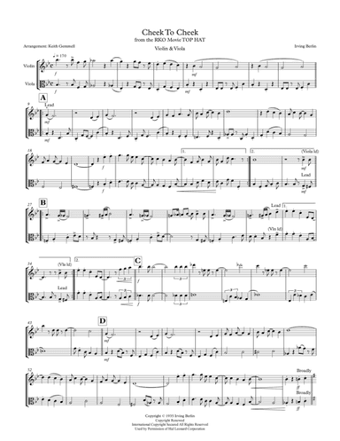 Cheek To Cheek (arr. Keith Gemmell)