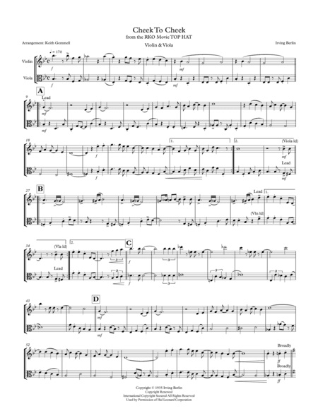 Cheek To Cheek (arr. Keith Gemmell)