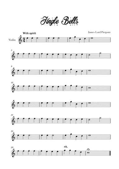 Jingle Bells - Easy/Beginner (for Violin) (arr. Cadenza Editions)