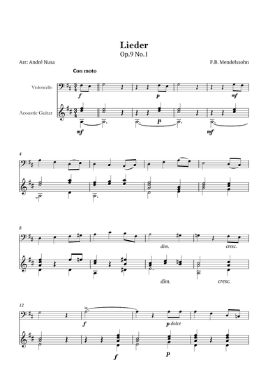 Lieder Op.9 No.1 (arr. André Nusa)