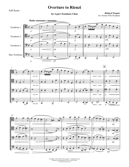 Overture to Rienzi for 4-part Trombone Choir (arr. Kempton, Jeremy Niles)