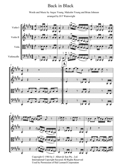 Back In Black (arr. D F Wainwright)