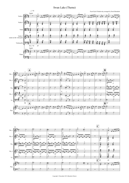 Swan Lake Theme for String Quartet (arr. David Burndrett)