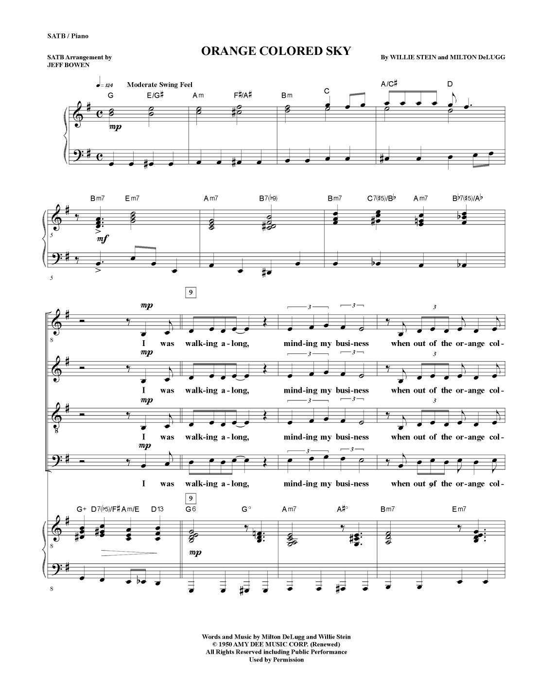 Orange Colored Sky (arr. Jeffrey Bowen)