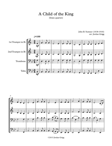 A Child of the King (brass quartet) (arr. Jordan Grigg)