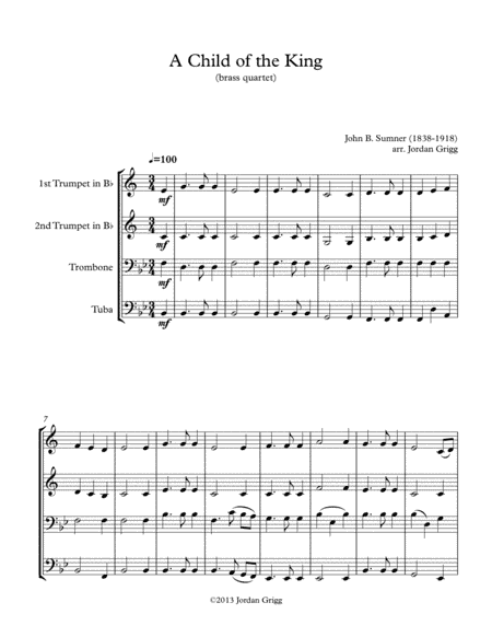 A Child of the King (brass quartet) (arr. Jordan Grigg)