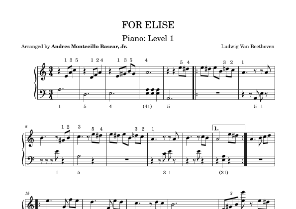 For Elise (arr. Andres Montecillo Bascar, Jr.)