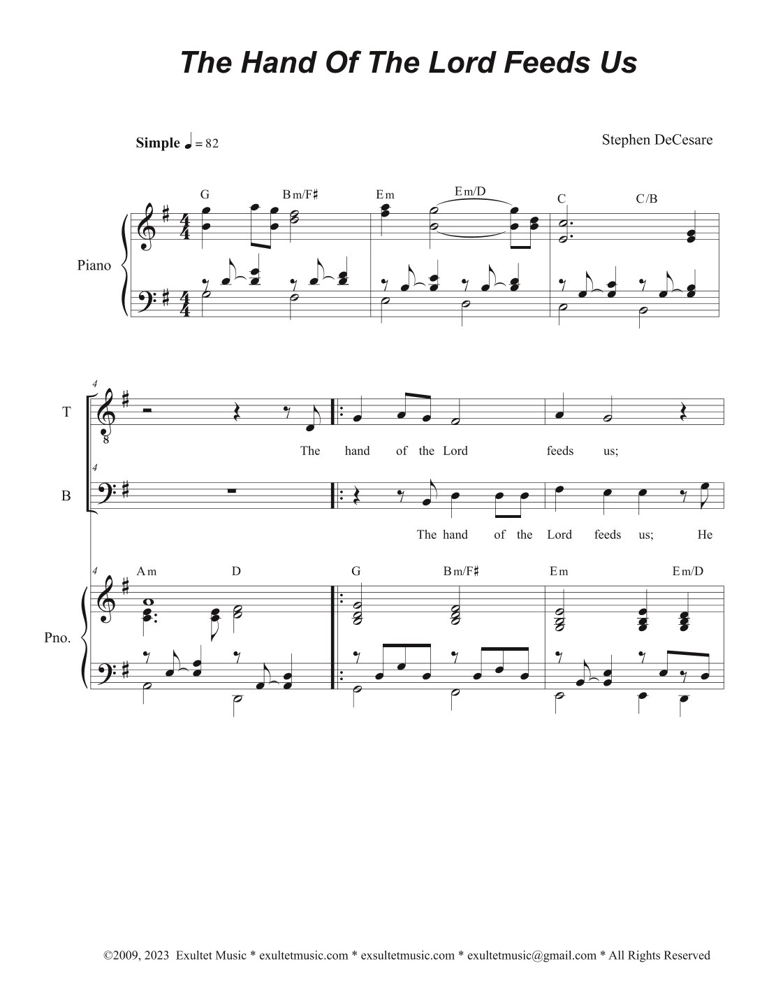 The Hand Of The Lord Feeds Us (2-part choir - (TB)