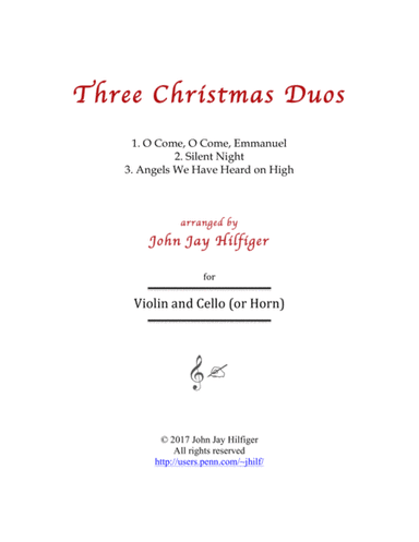 Three Christmas Duos for Violin and Cello (arr. John Jay Hilfiger)