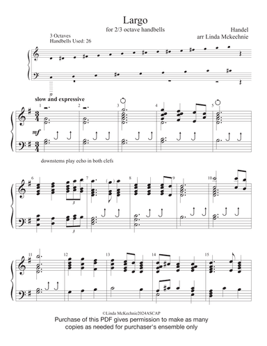 LARGO - Score Only (arr. Linda McKechnie)