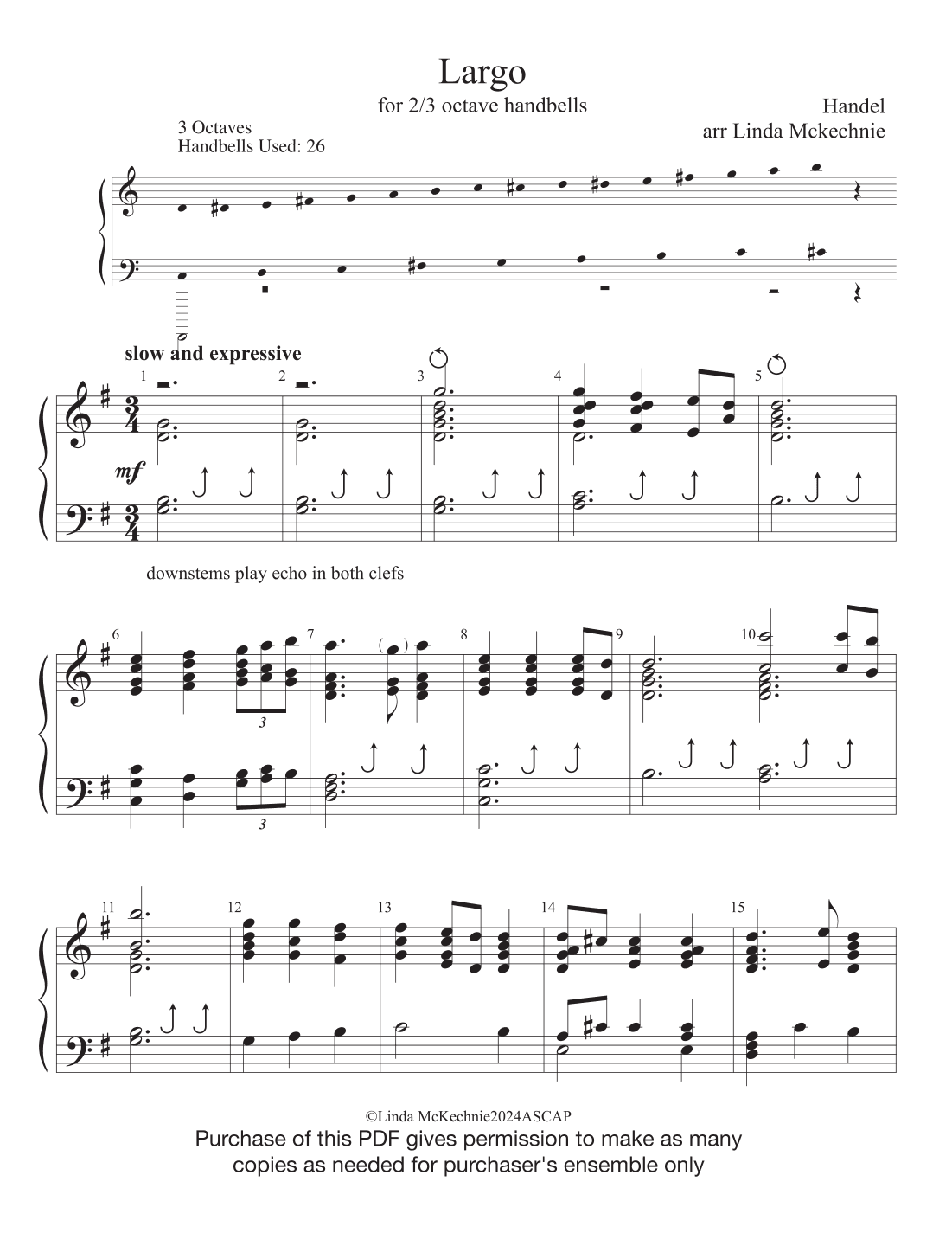 LARGO - Score Only (arr. Linda McKechnie)