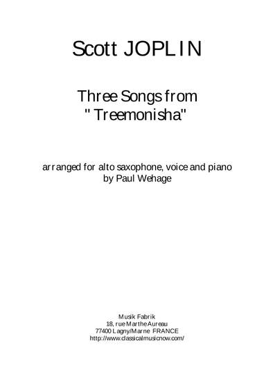 Scott Joplin: Three Songs from "Treemonisha" (arr. Paul Wehage)