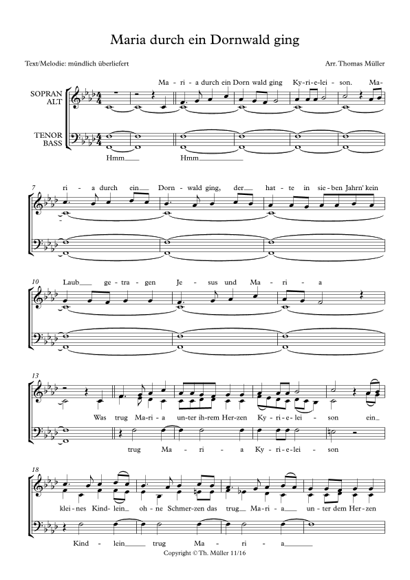 Maria durch ein Dornwald ging (arr. Thomas Müller)