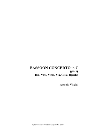 BASSOON CONCERTO in C RV478 - With Parts