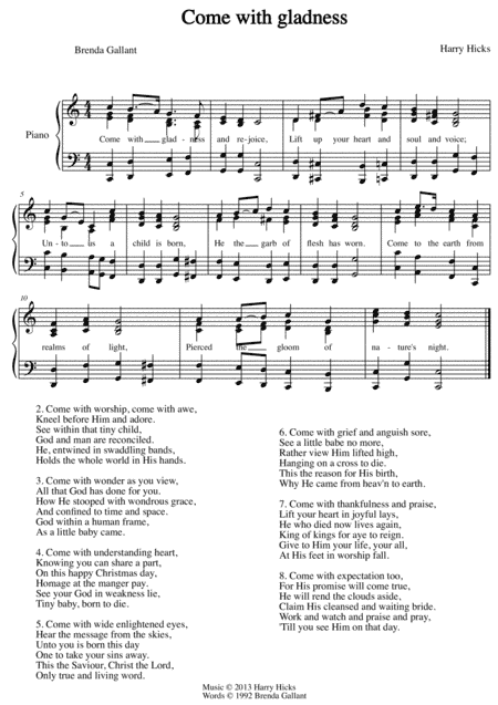 Come with  gladness. A new hymn!