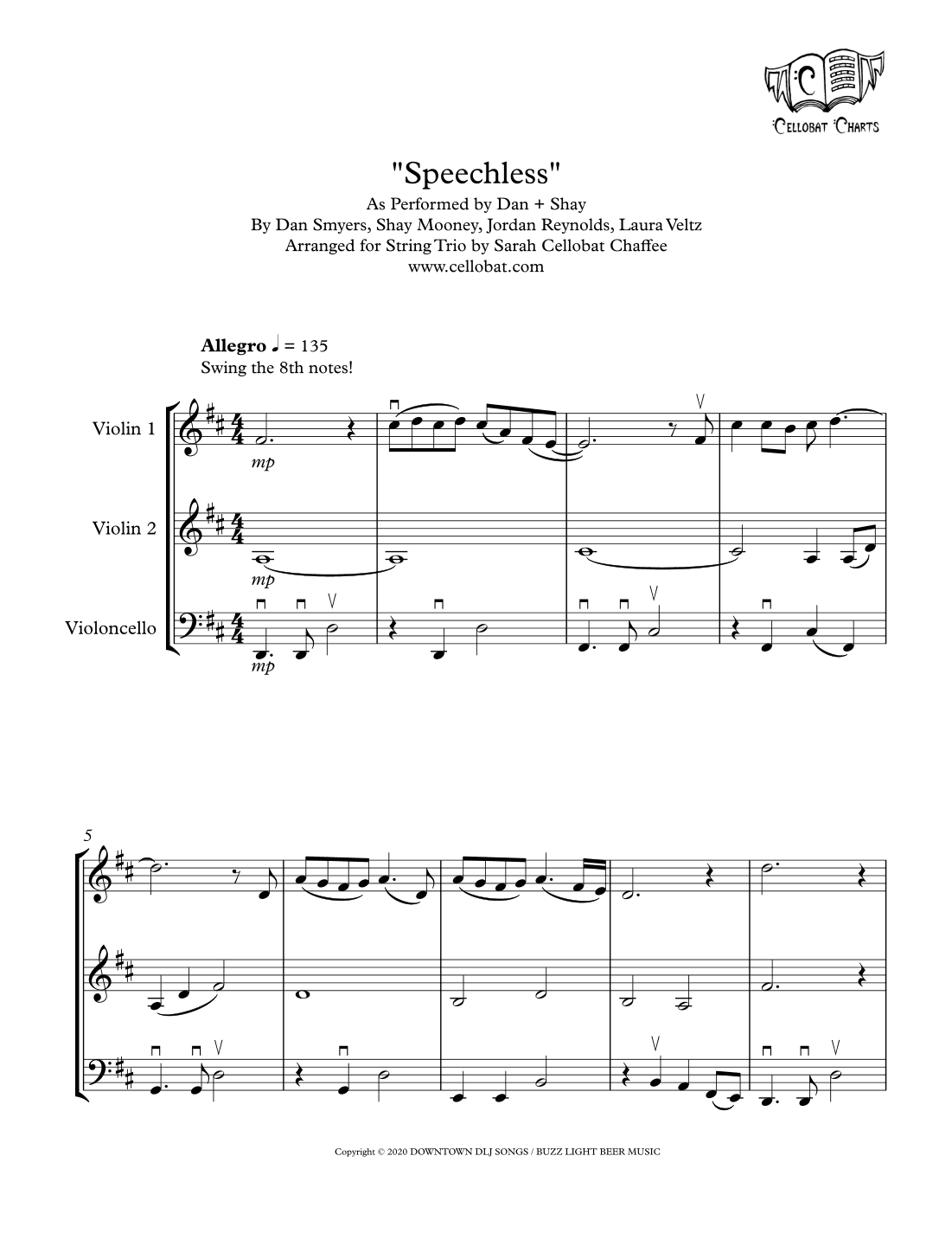 Speechless (arr. Sarah Cellobat Chaffee)