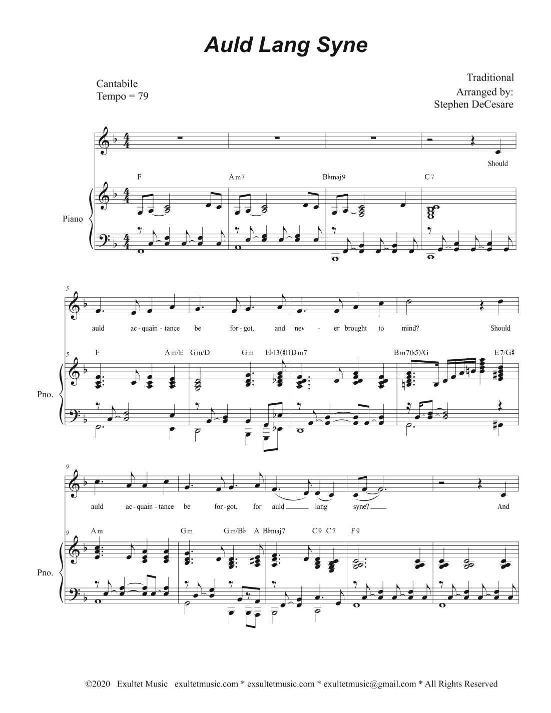 Auld Lang Syne (Vocal Solo) (arr. Stephen DeCesare)