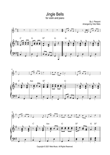 Jingle Bells - violin, piano (arr. Vitor Melo)
