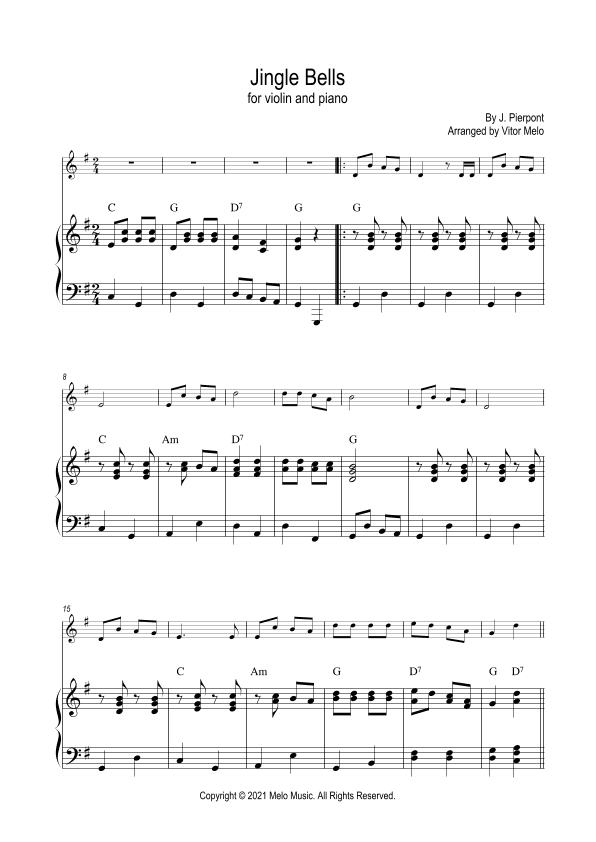 Jingle Bells - violin, piano (arr. Vitor Melo)
