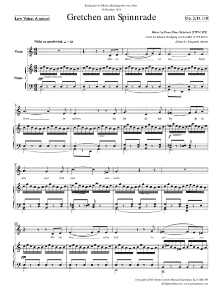 Schubert - gretchen am Spinnrade - Low Voice in A minor (arr. Benjamin Ayotte)