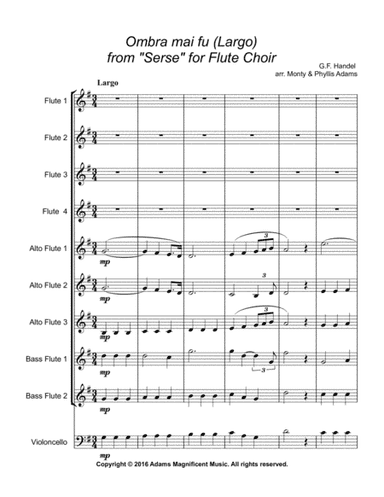 Ombra mai fu (Largo) from "Serse" for Flute Choir (arr. Monty & Phyllis Adams)