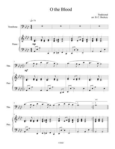 O The Blood (Trombone Solo with Piano Accompaniment) (arr. B. C. Dockery)