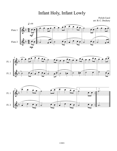 Infant Holy, Infant Lowly (Flute Duet) (arr. B. C. Dockery)