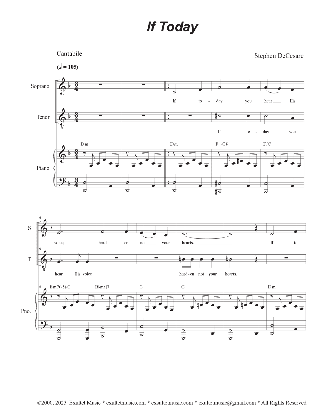 If Today (2-part choir - (Soprano and Tenor) (Easy Choir Version)