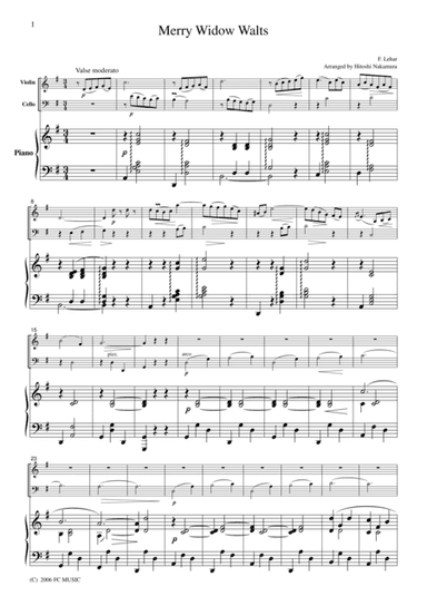 Lehar  Merry Widow Waltz, for piano trio, PL001 (arr. H. Nakamura)