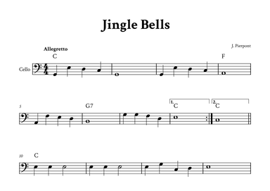 Jinglle Bells - Cello in C (with Chords) (arr. Yuri Noronha)