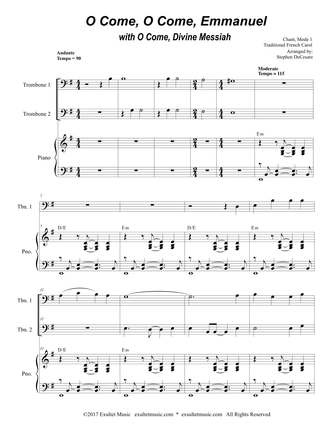 O Come, O Come, Emmanuel (with "O Come, Divine Messiah") (Trombone Duet) (arr. Stephen DeCesare)