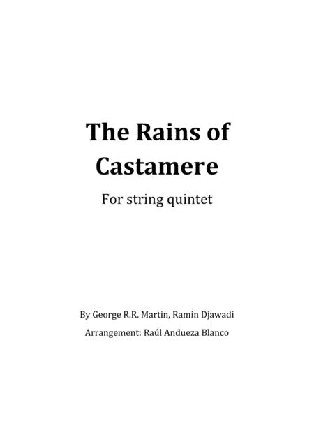 The Rains Of Castamere (arr. Raúl Andueza Blanco)