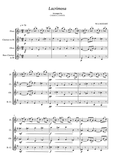 Mozart - Lacrimosa for Woodwind Quartet (arr. Cássio Silva Chaves)
