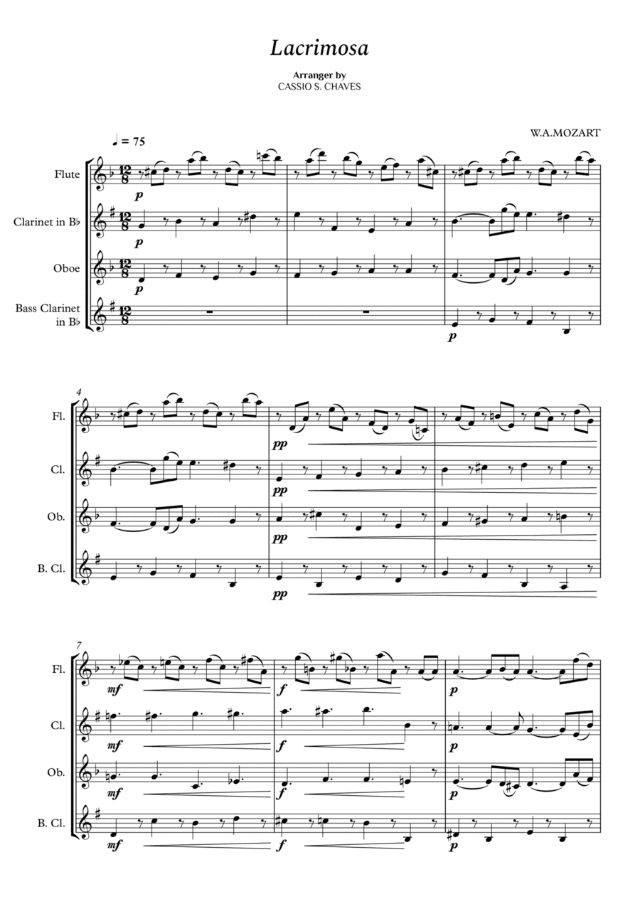 Mozart - Lacrimosa for Woodwind Quartet (arr. Cássio Silva Chaves)